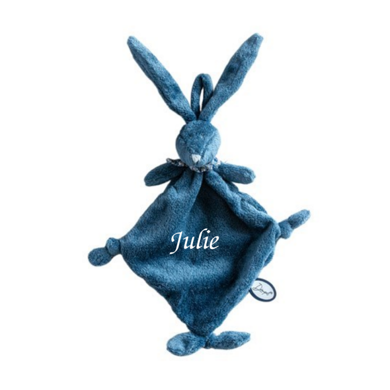  - flo lapin - avec attache-sucette bleu foncé 25 cm 